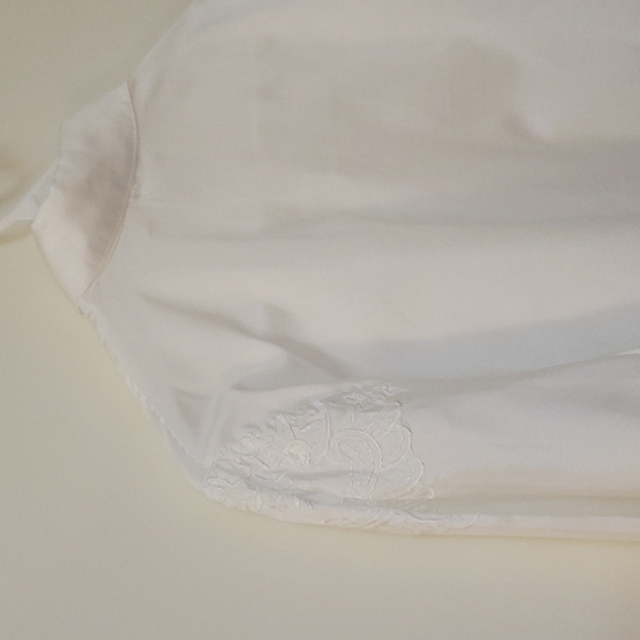 3/$30 NICOLA White Pintucked Embroidered Long Sleeve Colonial Castlecore Blouse - Picture 8 of 10